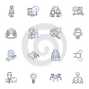 Experts line icons collection. Proficient, Skilled, Experienced, Knowledgeable, Specialists, Masters, Gurus vector and