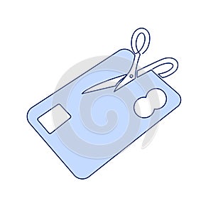 Expired Credit Card Thin Line Vector Icon. Cancel a plastic card outline illustration isolated on the white background