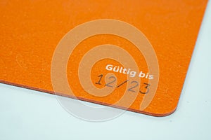 Expiring date on a credit card, german words `gÃÂ¼ltig bis` means `valid until` photo