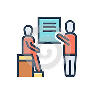 Color illustration icon for Explain, decode and exhort