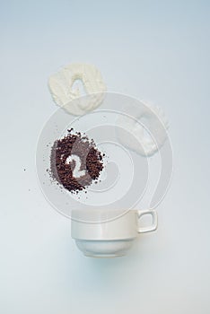 Explained hot coffee ratio Ingredients mix isolated white background