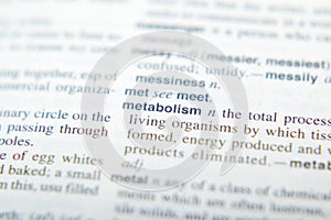 The explanation of Metabolism in dictionary
