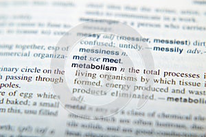The explanation of Metabolism in dictionary