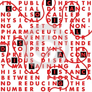The explanation for `Social distancing` - A conceptual typography art.