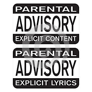 Explicit lyrics and explicit content parental advisory banners photo