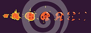 Explode effect animation. Sprite sheet of explode. Animation for game or cartoon. photo