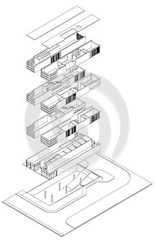 Exploded isometric drawing