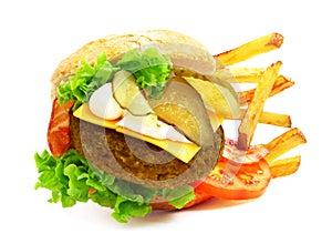Exploded view of hamburger