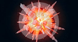 Exploding Abstract Cloud Formation Against Dark Background