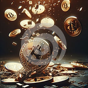 Exploding Bitcoin Concept