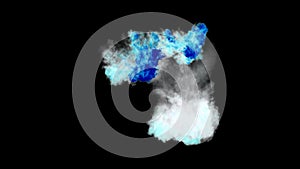 Exploding blue-gray smoke on a black background and disappearing