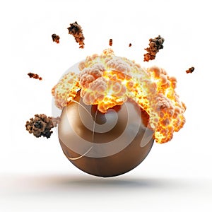 Exploding Metallic Sphere, Fiery Destruction and Smoke