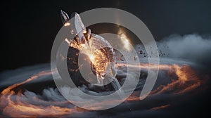 Exploding celestial body with fiery core and debris