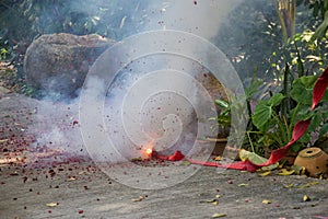 Exploding Chinese firecrackers