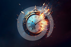 Exploding clock in space