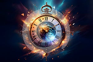 Exploding clock in space