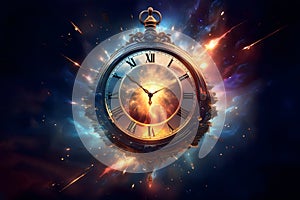 Exploding clock in space