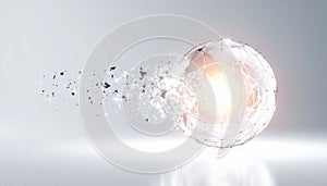 Exploding Crystal Sphere with Glowing Energy Core