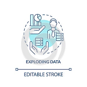 Exploding data turquoise concept icon