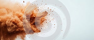 Exploding Dirt Cloud on White Background. Generative ai