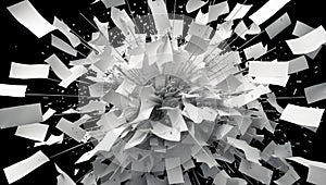 Exploding Documents Paperwork Overload, Data Explosion Concept