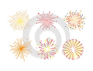 Exploding Firework Sparkle as Festive Show with Flashes of Celebratory Salute Vector Set