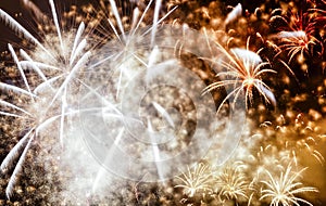 exploding fireworks New Year background