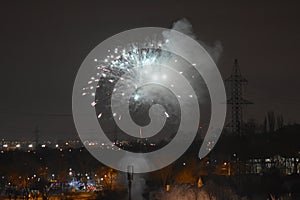 Exploding fireworks at night sparks