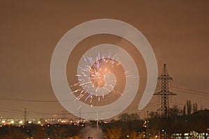 Exploding fireworks at night sparks