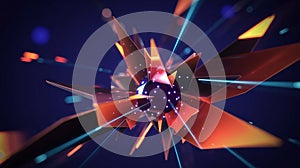 Exploding Geometric Starburst with Glowing Particles and Light Rays abstract explosion