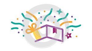 Exploding Gift Box with Bursting Confetti, vector design Generative AI