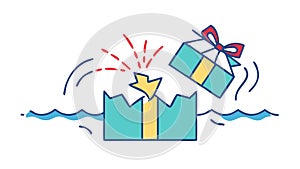 Exploding Gift Box with Confetti Icon, vector design Generative AI