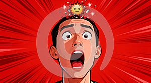 Exploding Head Emoji on Vibrant Red Background