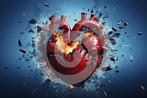 exploding heart, AI generated