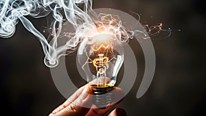 Exploding Light Bulb in Hand - Idea and Failure Concept