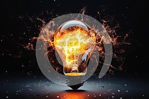 An exploding lightbulb on a dark background