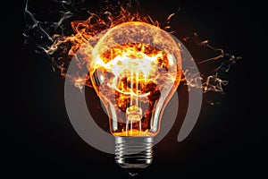 An exploding lightbulb on a dark background