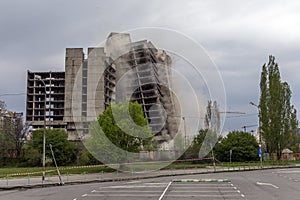 Exploding old building