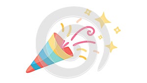 Exploding Party Popper with Confetti Icon, vector design Generative AI