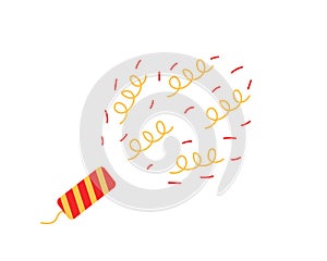 Exploding party popper with confetti. illustration of celebration