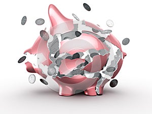 Exploding piggy bank