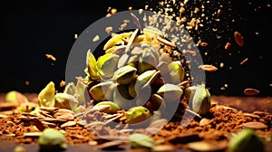 Exploding Pistacchio in macro shot - stock concepts