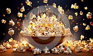 Exploding popcorn kernels in a vibrant, dynamic scene