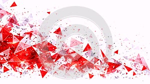 Exploding Red and White Geometric Triangles Background