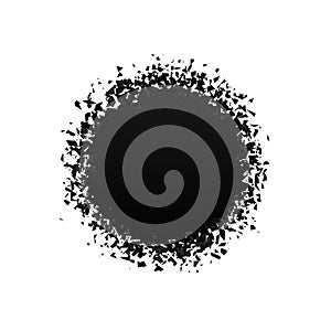 Exploding round with debris. Isolated black illustration