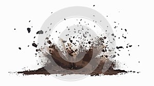 Exploding Soil Debris Flying Isolated White Background
