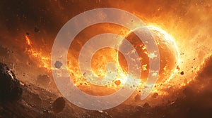 Exploding sun in space - generative ai