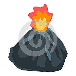 Exploding volcano icon, isometric style