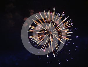 Exploding White gold light fire firework background