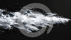 Exploding White Powder Creates an Abstract Cloud on a Black Background